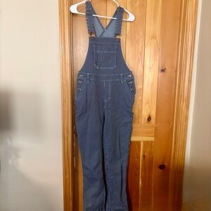 Dickies Women's Relaxed Fit Denim Railroad Striped Bib Overall XS
